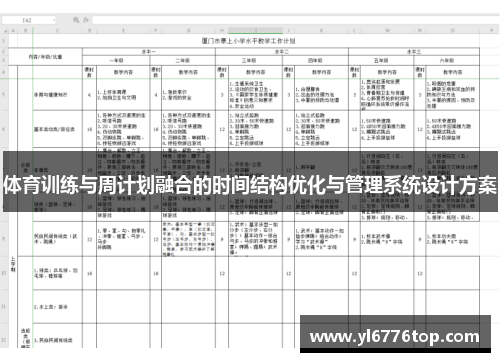 体育训练与周计划融合的时间结构优化与管理系统设计方案